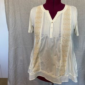 Cream embroidered tunic blouse